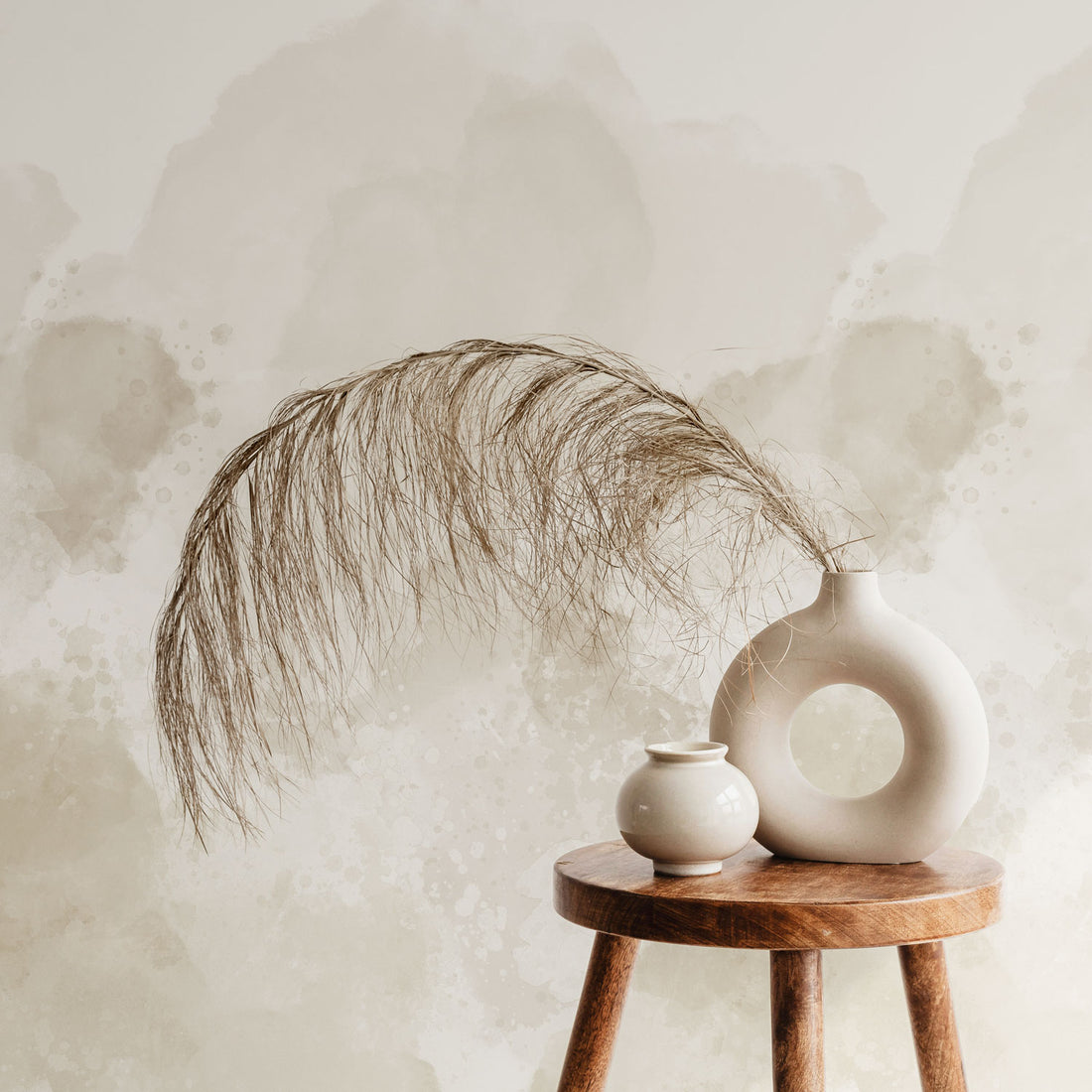 Subtle Beige Limewash Removable Wall Mural