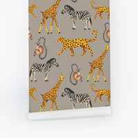 african interior design wallpaper with animals