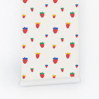Fun Colorful Strawberries Kids Wallpaper