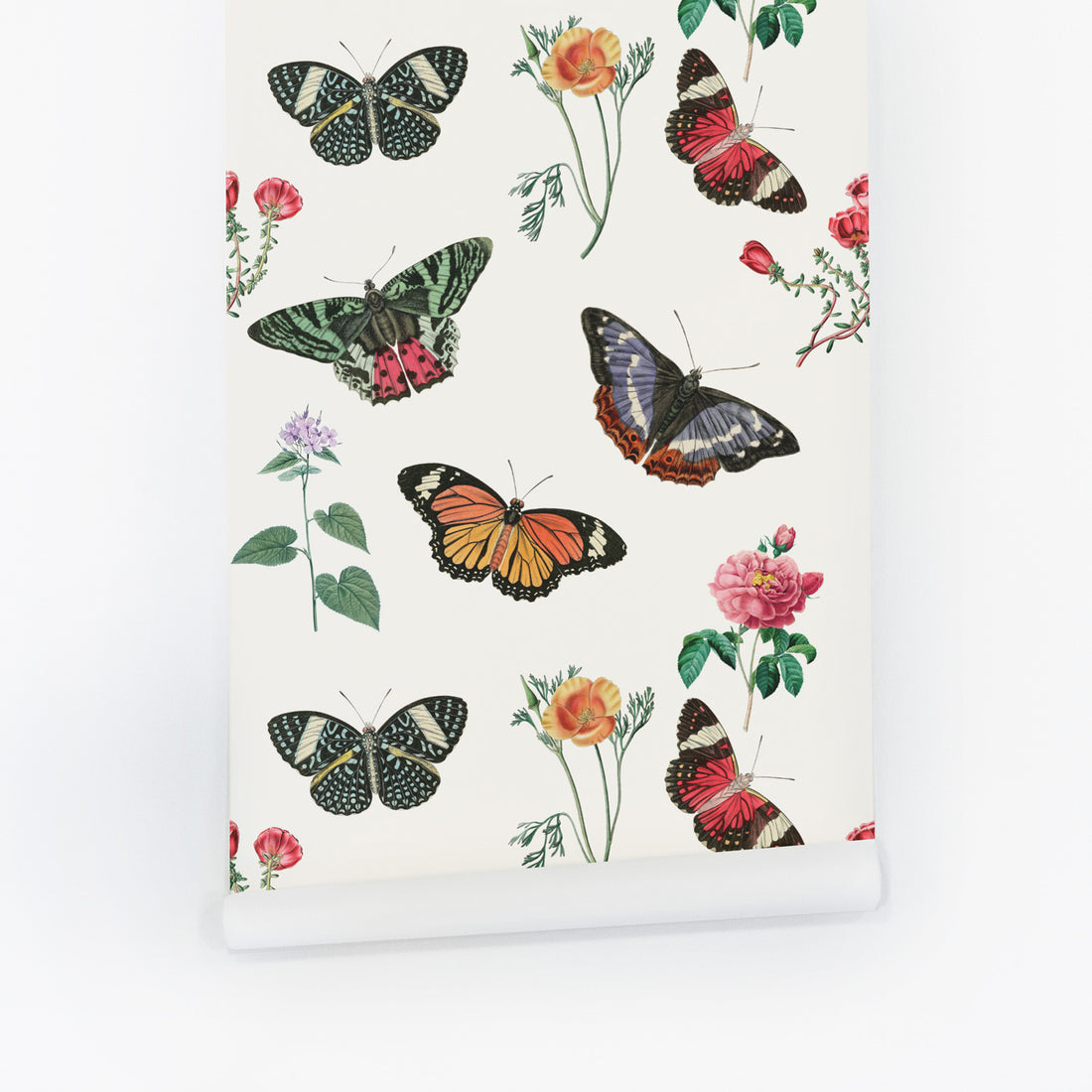 Vintage butterfly wallpaper for kids room interiors