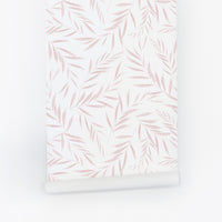 pink botanical foliage wallpaper pattern design