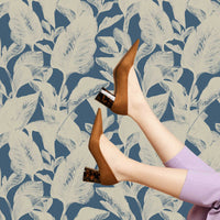 blue tropical palm leaf design wallpaper