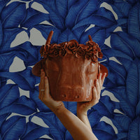 Bold Blue Banana Leaf Wallpaper