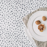 dalmatian print fabric design in light grey