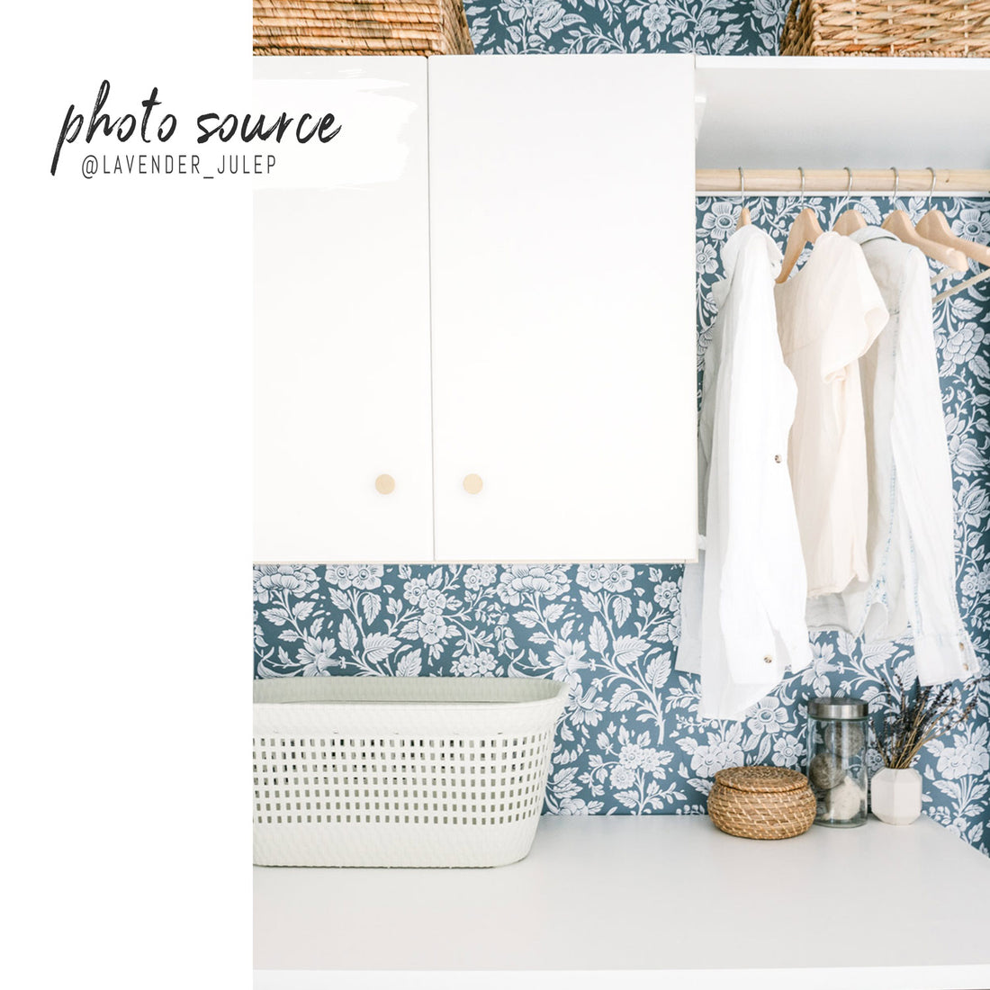 vintage inspired dark blue flower design removable wallpaper