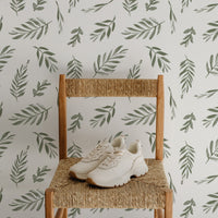 Olive Green Palm Leaves Wallpaper