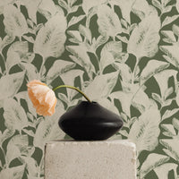 modern green leaf pattern wallpaper