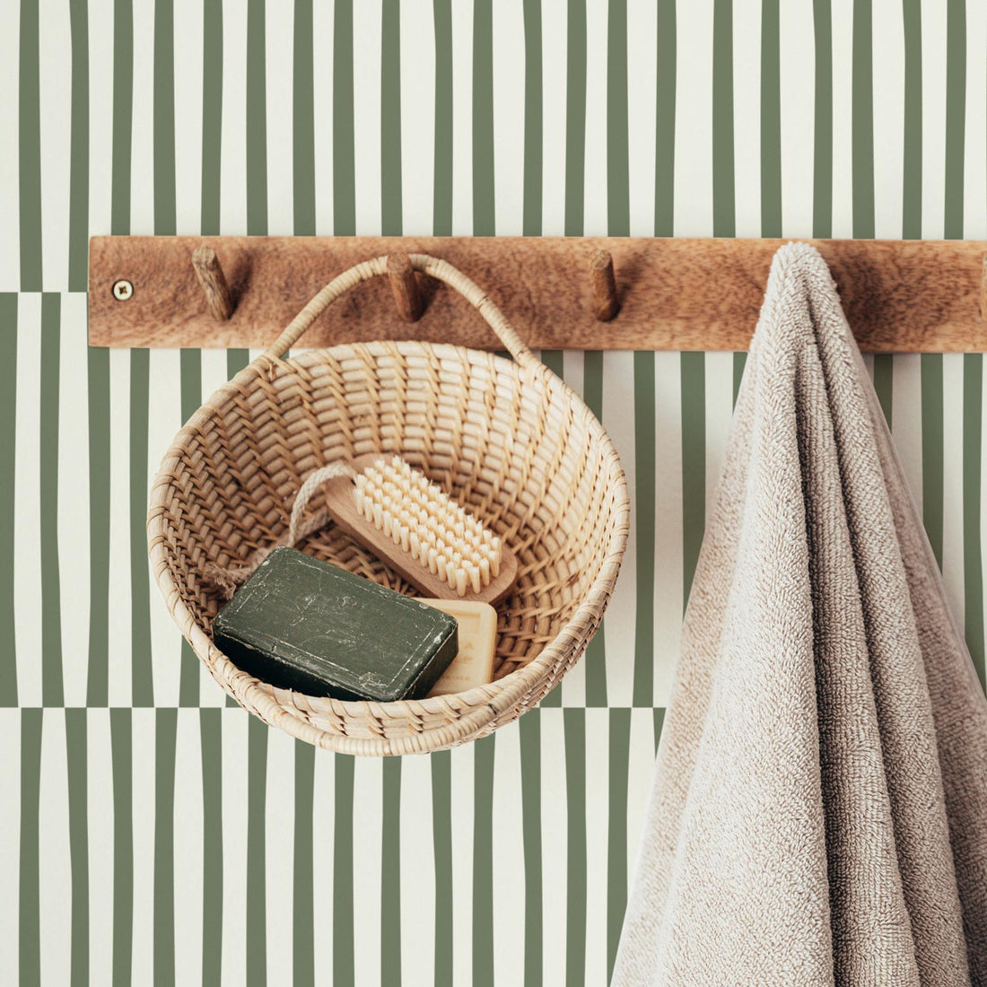 Minimal Olive Lines Removable Wallpaper