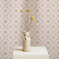 Pink Lisbon Tiles Design Wallpaper