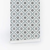 modern green and black lisbon inspired tiles wallpaper