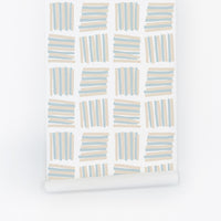 blue and neutral stripes wallpaper design