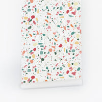 pastel color kids room terrazzo wallpaper