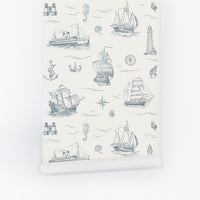 Vintage Ship Pattern Removable Wallpaper