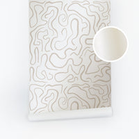 Metallic Pearl Abstract Funky Lines Wallpaper