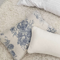 vintage linen pillowcase blue floral fabric