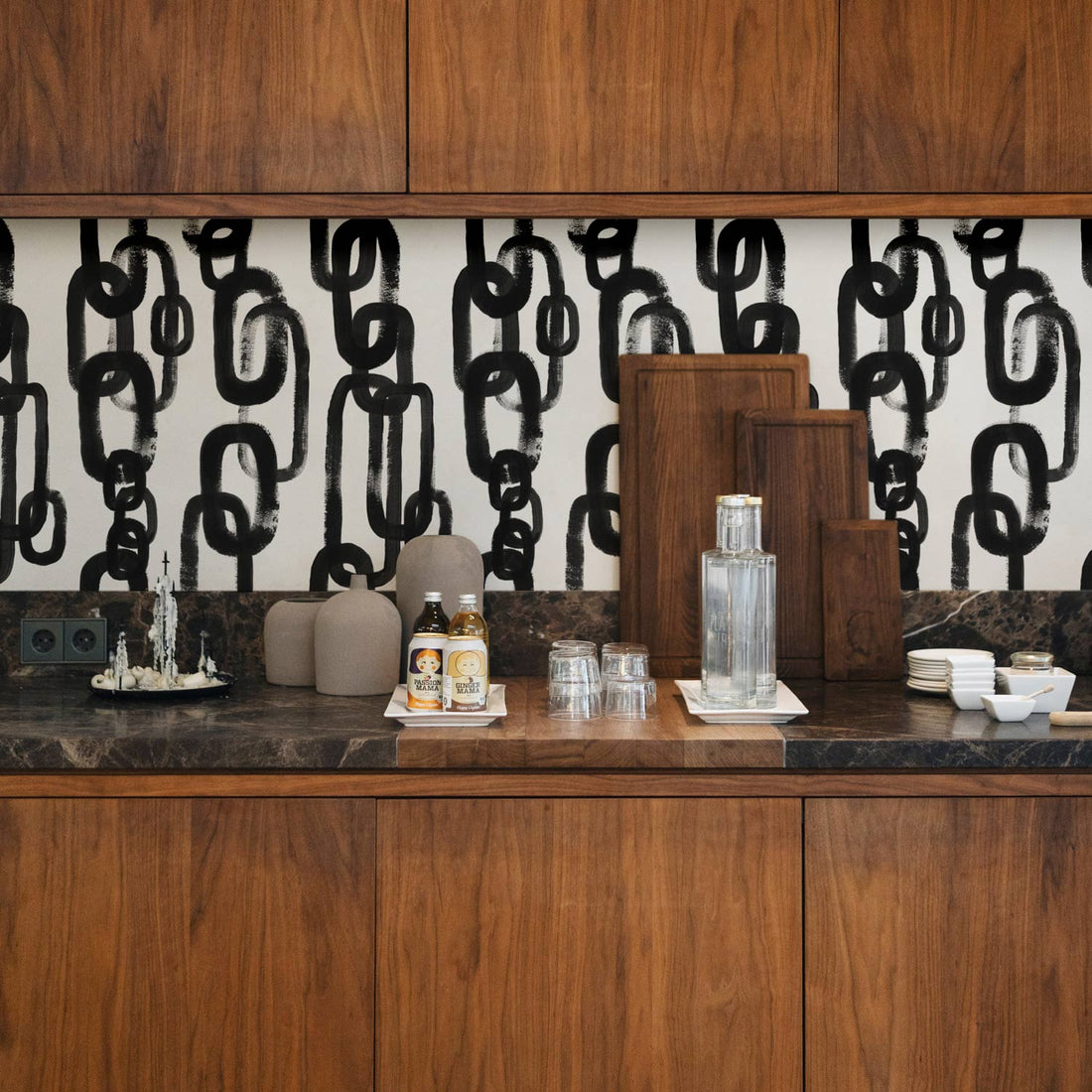 black and white elegant diy backsplash