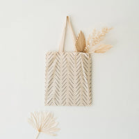 black and white lines print fabric tote bag design