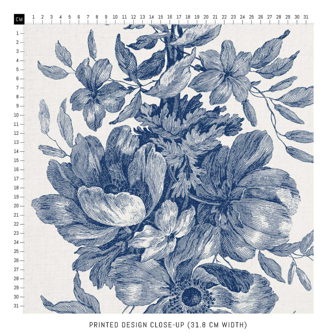 blue vintage flower design fabric