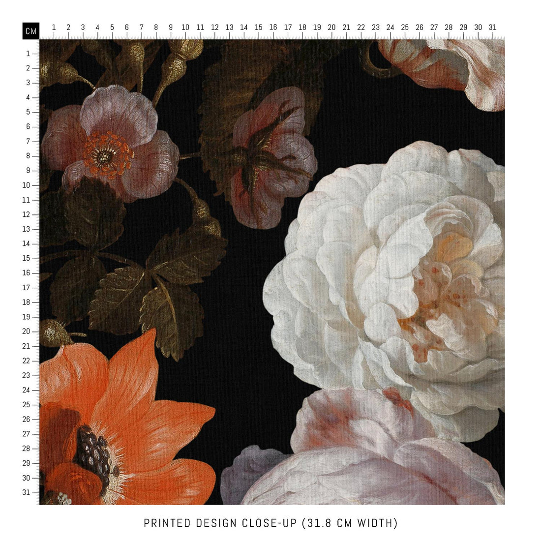 vintage floral fabric design in dark colors