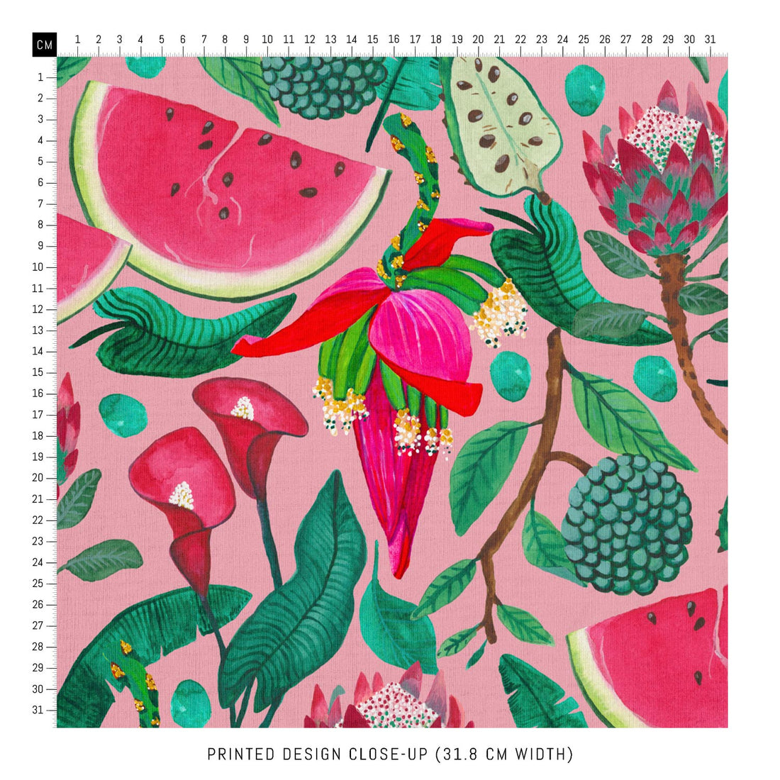 watermelon printed fabric design in pink