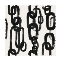 chain print fabric design in black and white