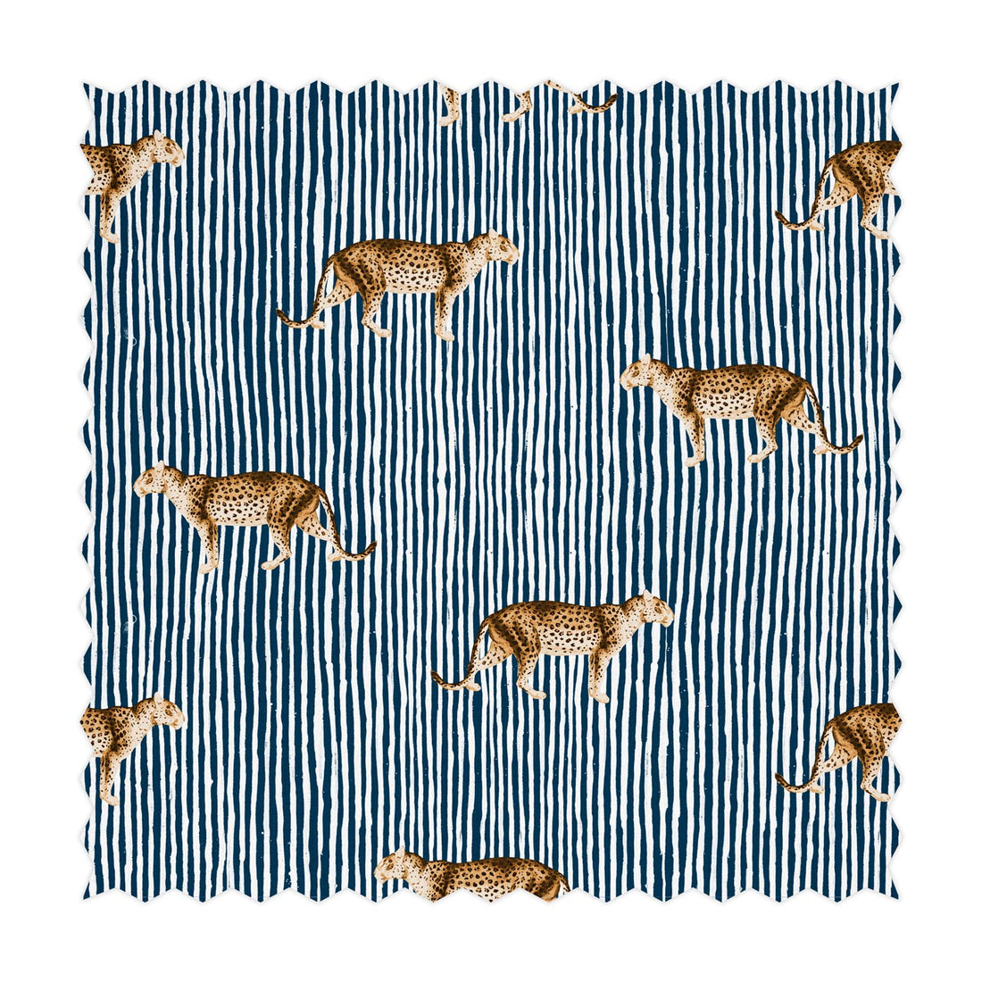 leopard print fabric with blue lines motif
