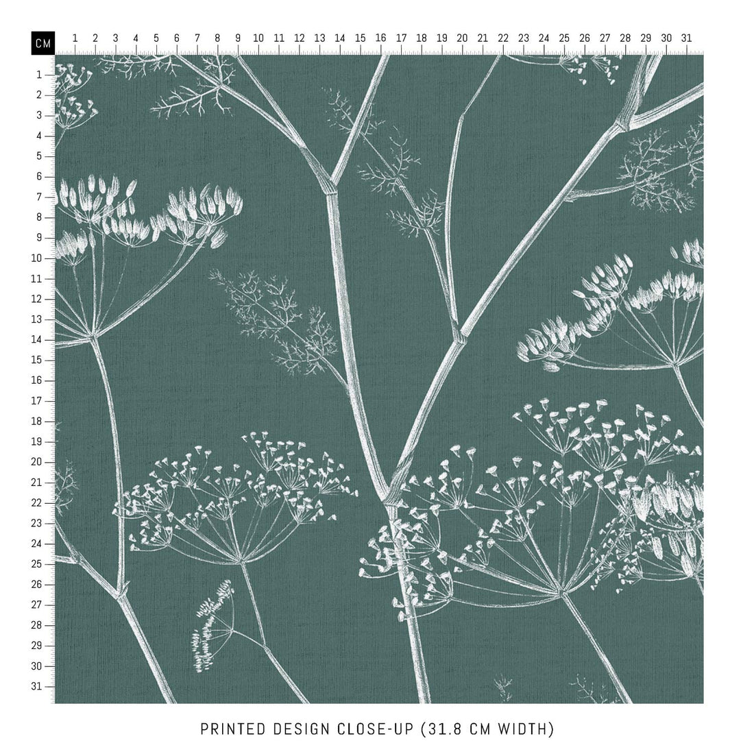 botanical floral print fabric in vintage green