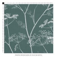 botanical floral print fabric in vintage green