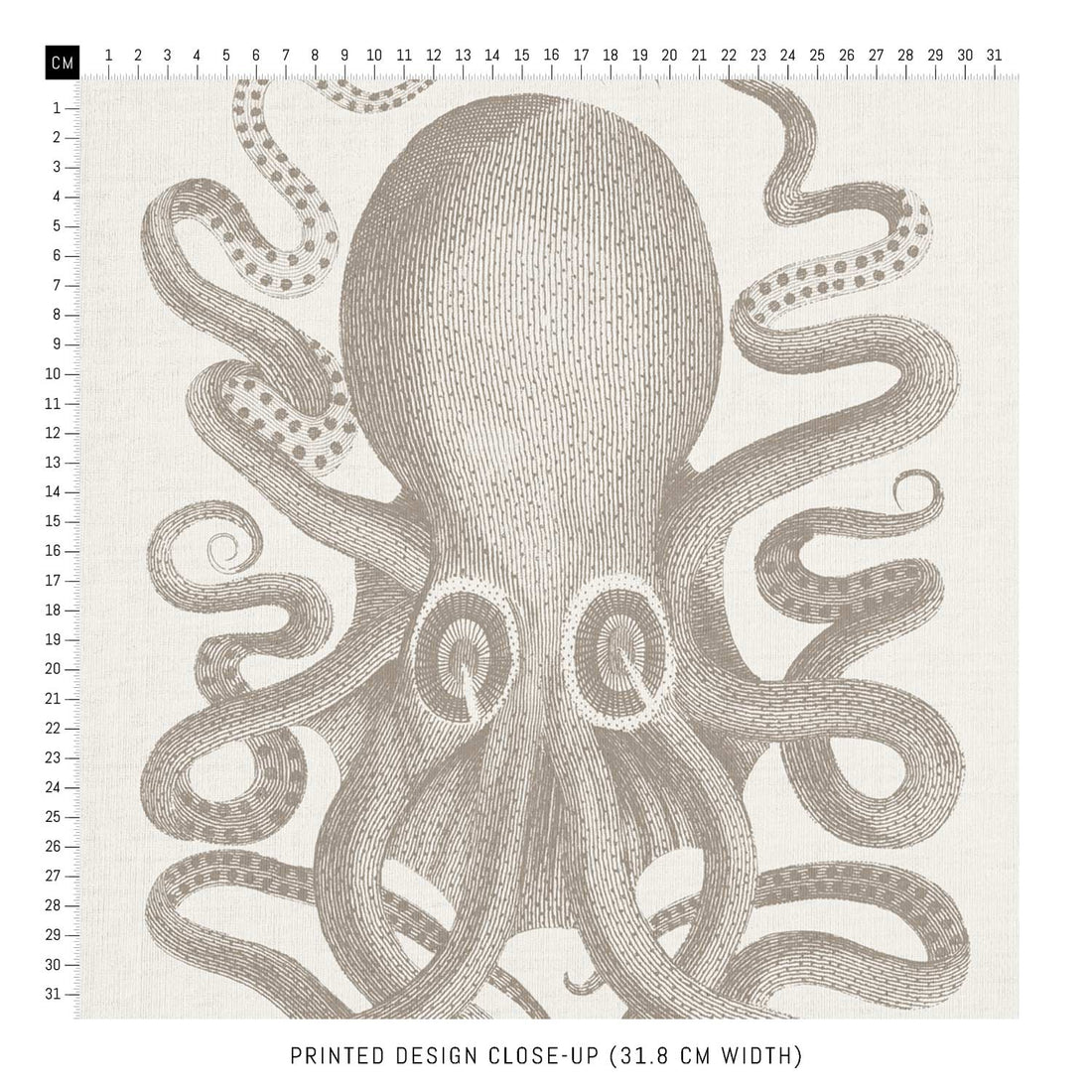 vintage neutral octopus print fabric