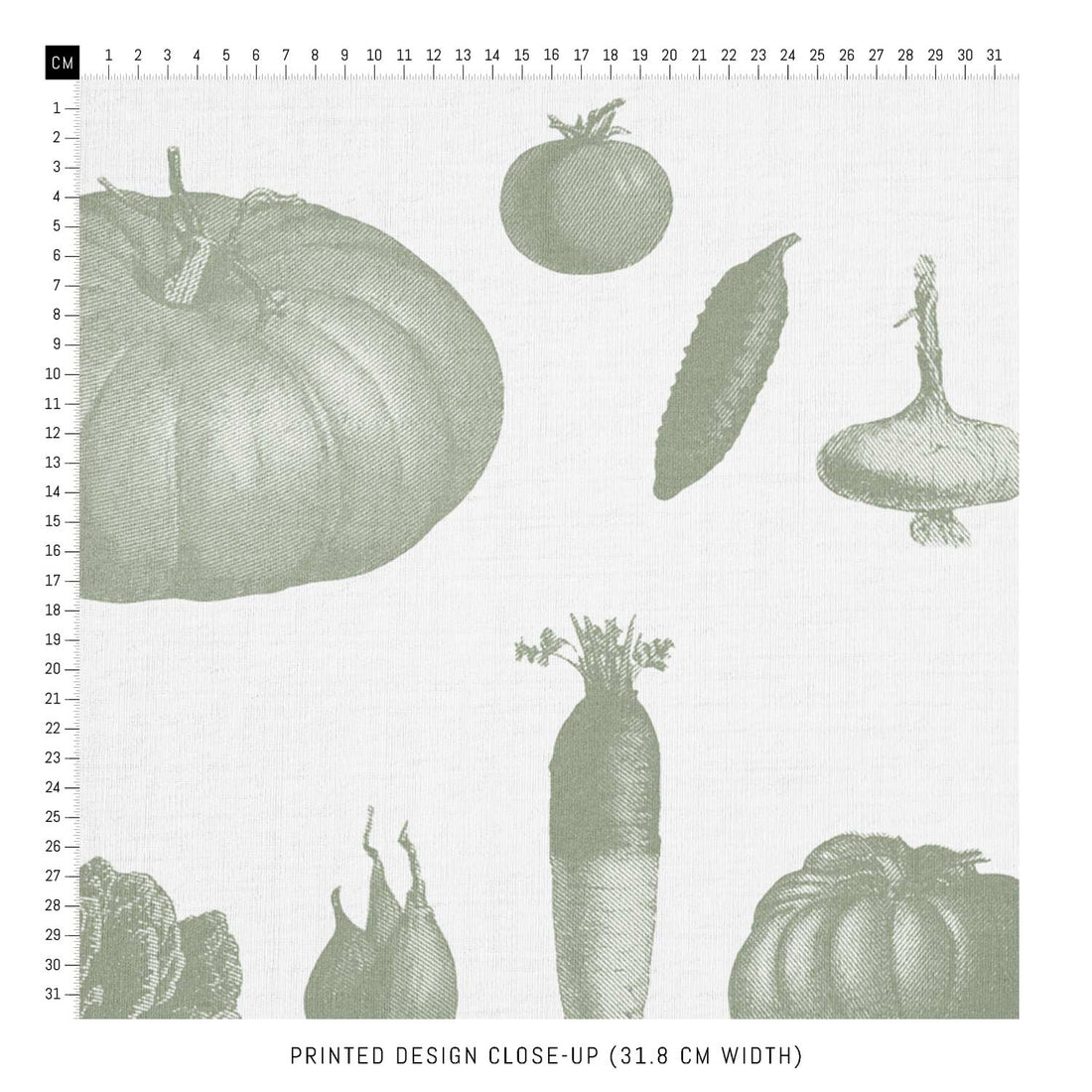 veggies on fabric in green