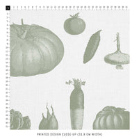 veggies on fabric in green