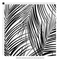 black and white palm leaves print fabric