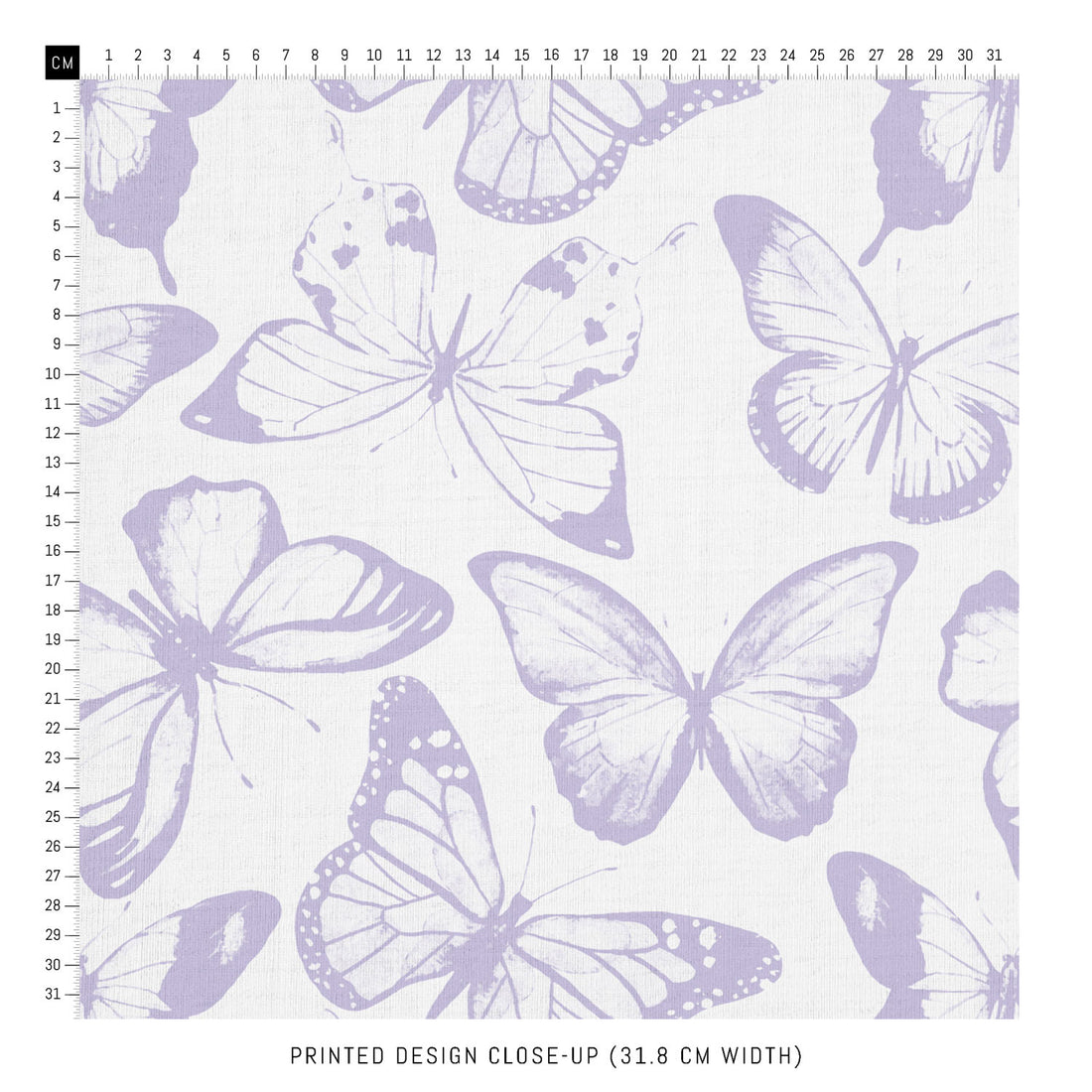 lavender color fabric with butterflies