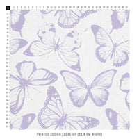 lavender color fabric with butterflies