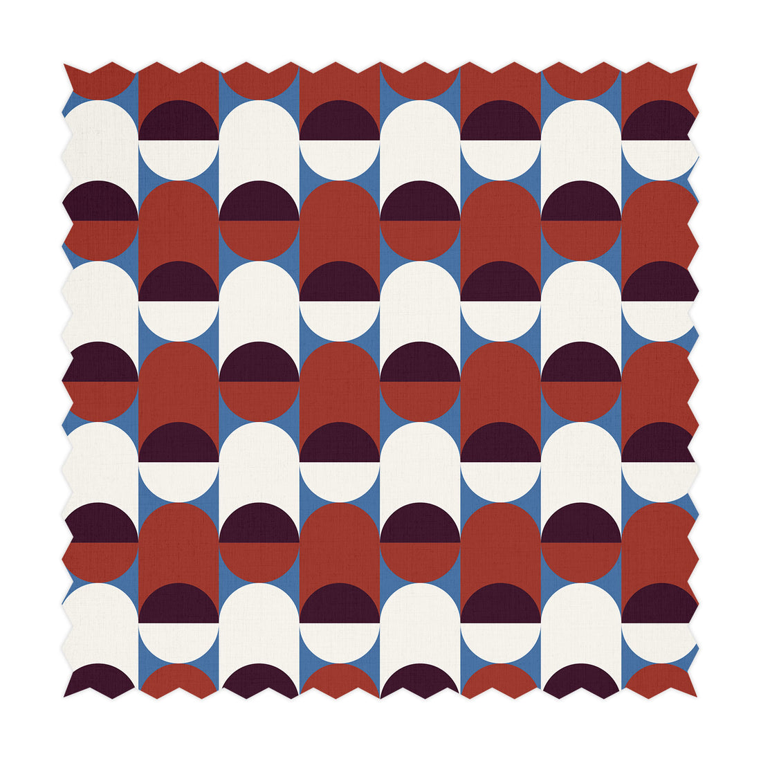 deep red antique fabric design with geometric shapes