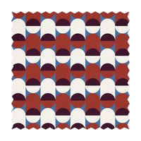 deep red antique fabric design with geometric shapes