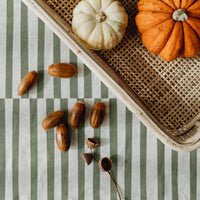 traditional tablecloth with olive green stripes