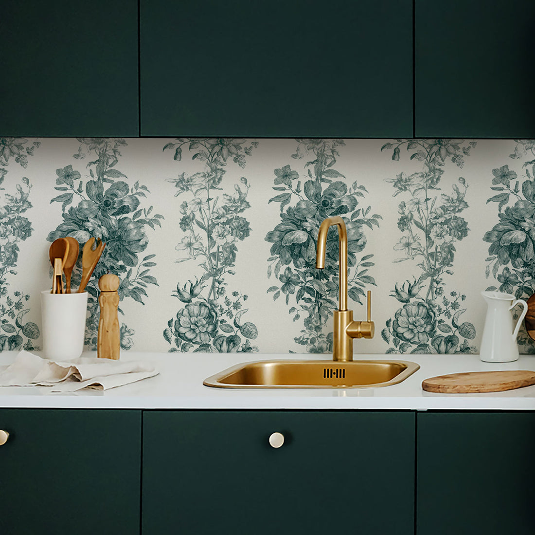 vintage peel and stick vinyl backsplash for green cabinets