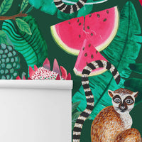 watermelon and palm tree wall mural in bright colors