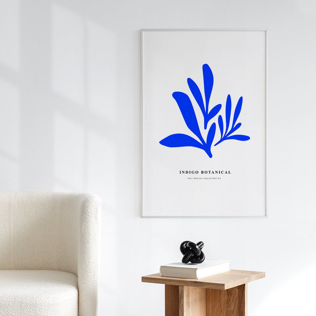 minimalistic blue botanical leaf inspired art print