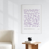 botanical leaves inspired art poster in purple