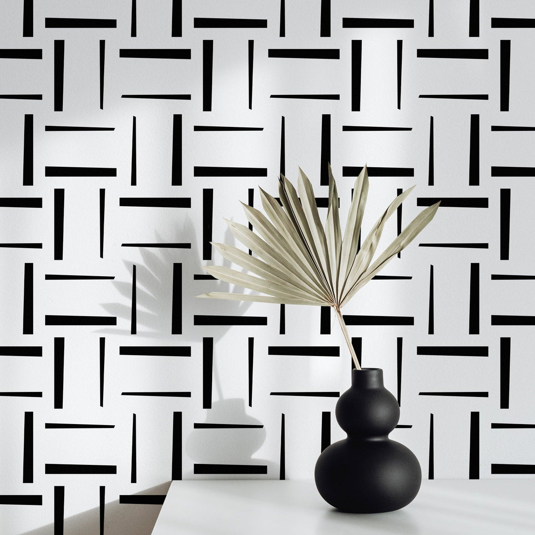 black and white geometric lines wallpaper design