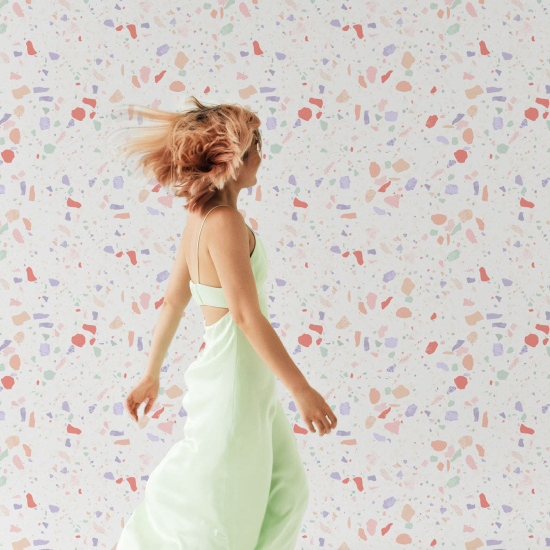 bright colors terrazzo inspired wallpaper design