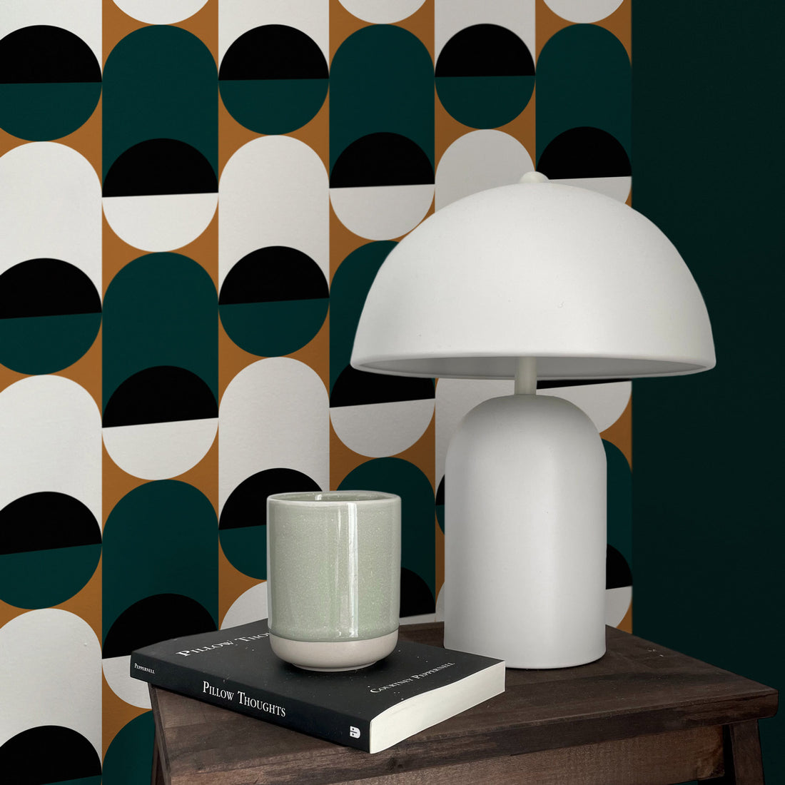 geometric design wallpaper for mid century modern interior