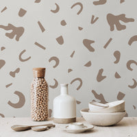 modern geometric shapes wallpaper in brown