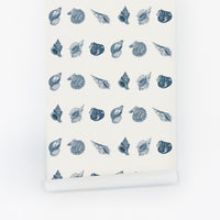 vintage coastal seashell print removable wallpaper