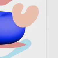 close up of pink and blue art print