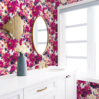 CUSTOM ORDER: BOLD PINK FLORALS REMOVABLE WALLPAPER