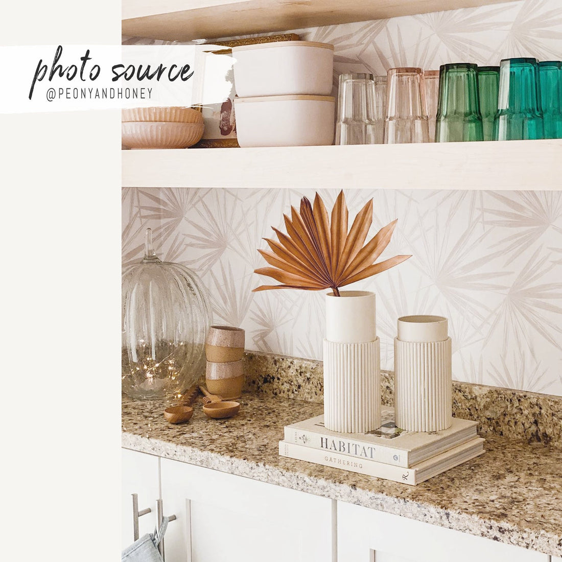 small palm leaves printed neutral removable wallpaper