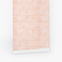 blush pink simple tiles inspired peel and stick wallpaper